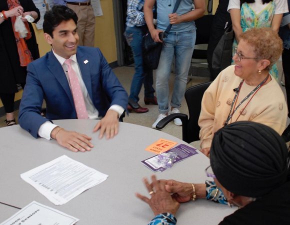 Friday, June 8th, Suraj Patel Builds Friendships on Roosevelt Island Listening to seniors.